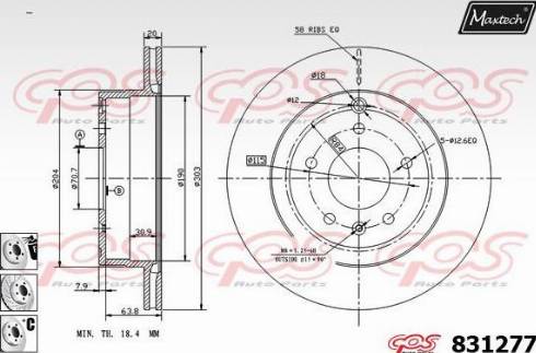 Maxtech 831277.6880 - Тормозной диск autospares.lv