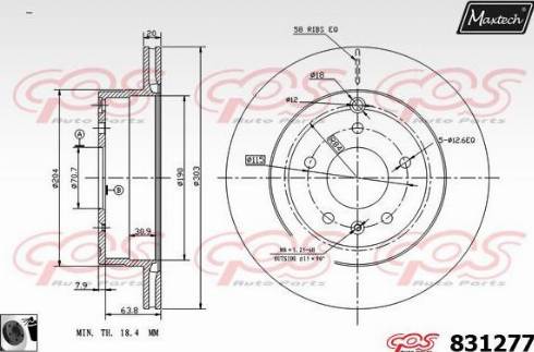 Maxtech 831277.0060 - Тормозной диск autospares.lv