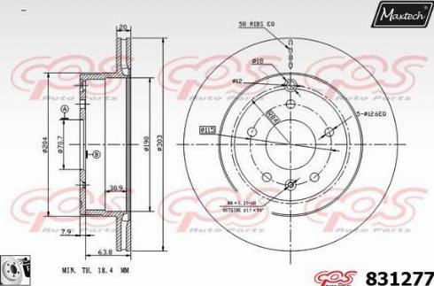 Maxtech 831277.0080 - Тормозной диск autospares.lv