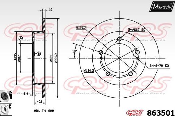 Maxtech 831277 - Тормозной диск autospares.lv