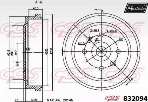 Maxtech 832094.0000 - Тормозной барабан autospares.lv