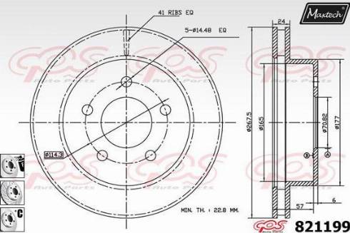 Maxtech 821199.6880 - Тормозной диск autospares.lv