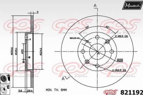 Maxtech 821192.6060 - Тормозной диск autospares.lv