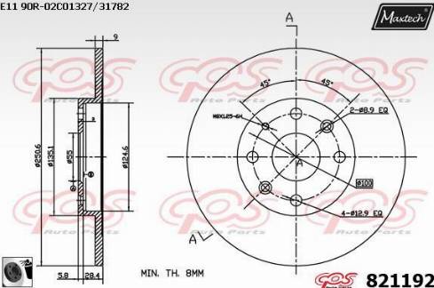 Maxtech 821192.0060 - Тормозной диск autospares.lv