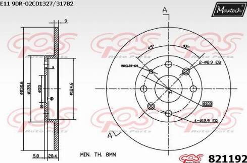 Maxtech 821192.0000 - Тормозной диск autospares.lv