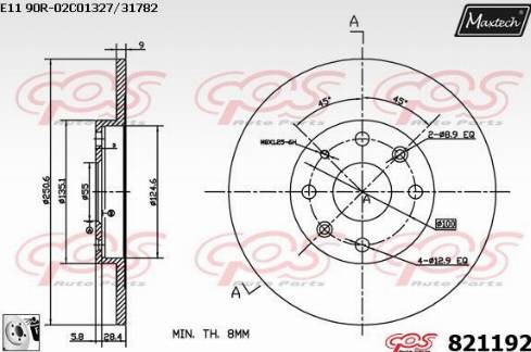 Maxtech 821192.0080 - Тормозной диск autospares.lv