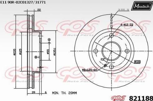 Maxtech 821188.0000 - Тормозной диск autospares.lv