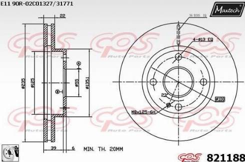 Maxtech 821188.0080 - Тормозной диск autospares.lv