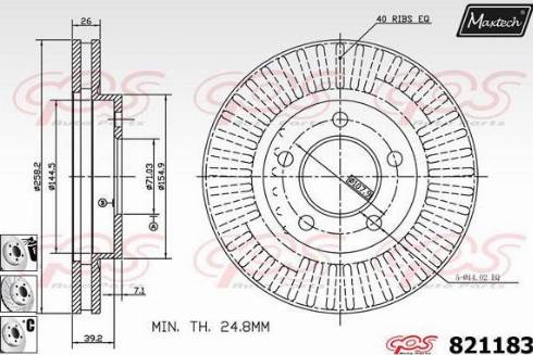 Maxtech 821183.6880 - Тормозной диск autospares.lv