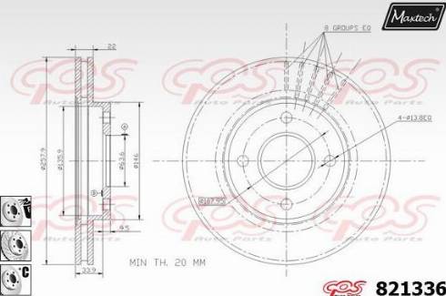 Maxtech 821336.6880 - Тормозной диск autospares.lv