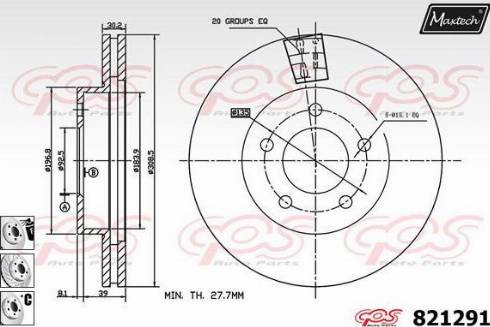 Maxtech 821291.6880 - Тормозной диск autospares.lv