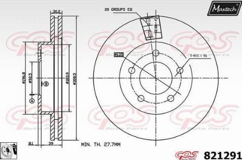 Maxtech 821291.0080 - Тормозной диск autospares.lv