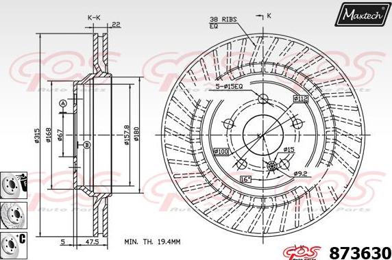 Maxtech 821291 - Тормозной диск autospares.lv