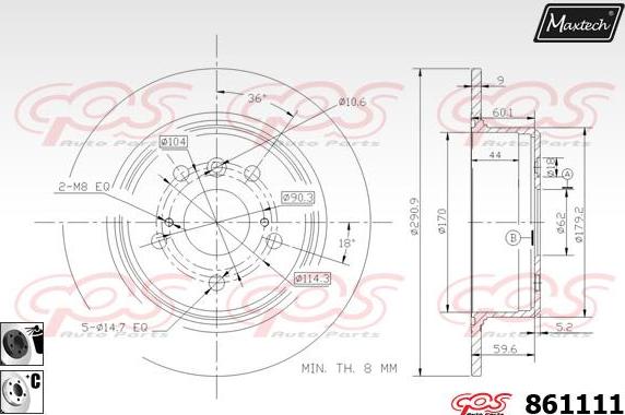 Maxtech 821254 - Тормозной диск autospares.lv