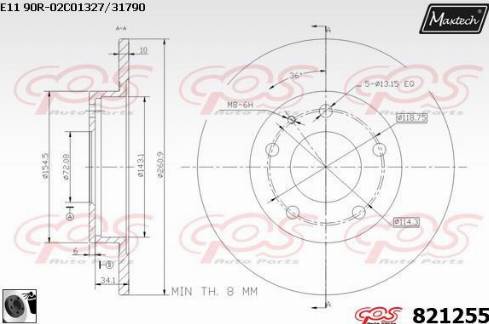 Maxtech 821255.0060 - Тормозной диск autospares.lv