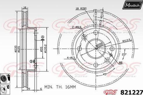 Maxtech 821227.6060 - Тормозной диск autospares.lv