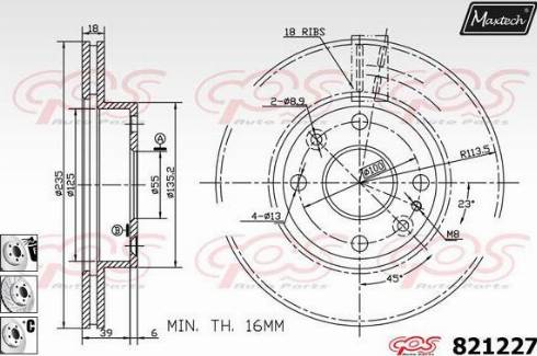 Maxtech 821227.6880 - Тормозной диск autospares.lv