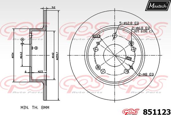 Maxtech 821227 - Тормозной диск autospares.lv