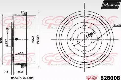 Maxtech 828008.0000 - Тормозной барабан autospares.lv