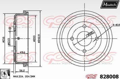 Maxtech 828008.0080 - Тормозной барабан autospares.lv