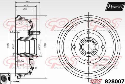 Maxtech 828007.0060 - Тормозной барабан autospares.lv