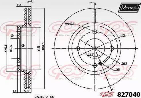 Maxtech 827040.0000 - Тормозной диск autospares.lv