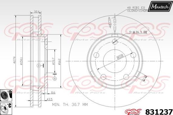 Maxtech 827040 - Тормозной диск autospares.lv