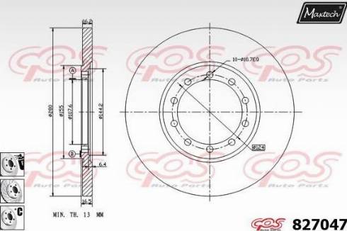 Maxtech 827047.6880 - Тормозной диск autospares.lv