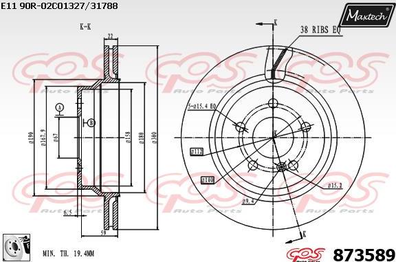 Maxtech 827055 - Тормозной диск autospares.lv