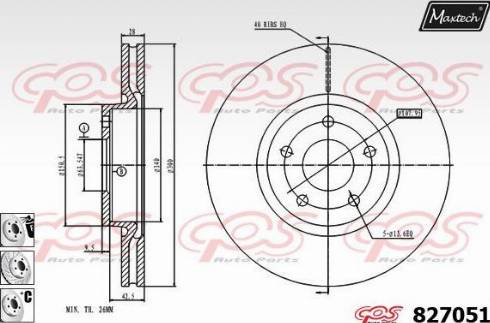 Maxtech 827051.6980 - Тормозной диск autospares.lv