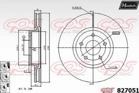 Maxtech 827051.6880 - Тормозной диск autospares.lv