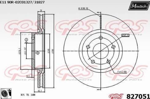 Maxtech 827051.0060 - Тормозной диск autospares.lv