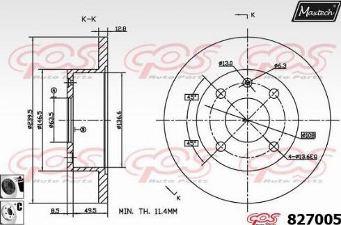 Maxtech 827005.6060 - Тормозной диск autospares.lv