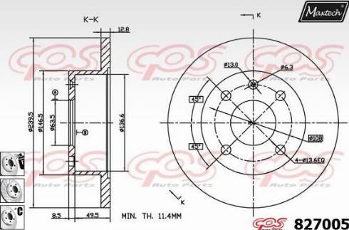 Maxtech 827005.6880 - Тормозной диск autospares.lv