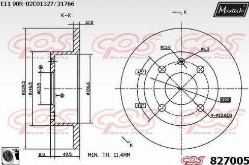 Maxtech 827005.0060 - Тормозной диск autospares.lv