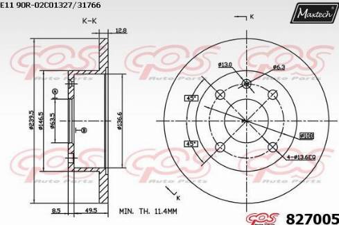 Maxtech 827005.0000 - Тормозной диск autospares.lv