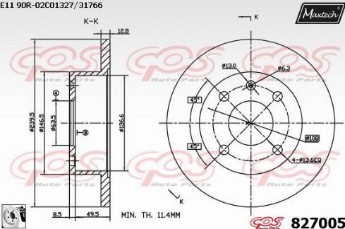 Maxtech 827005.0080 - Тормозной диск autospares.lv