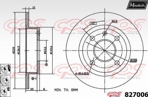 Maxtech 827006.6880 - Тормозной диск autospares.lv