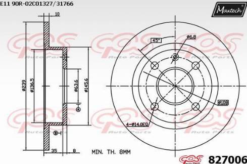 Maxtech 827006.0000 - Тормозной диск autospares.lv