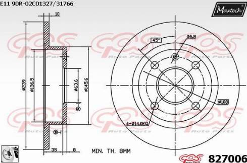 Maxtech 827006.0080 - Тормозной диск autospares.lv