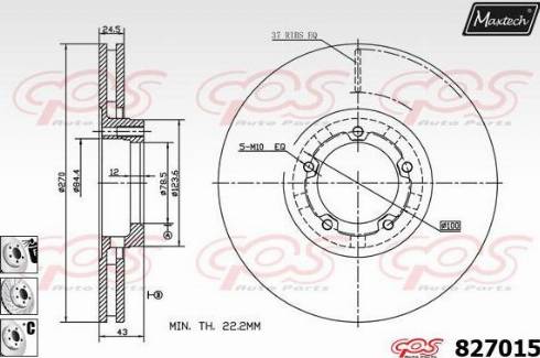 Maxtech 827015.6880 - Тормозной диск autospares.lv