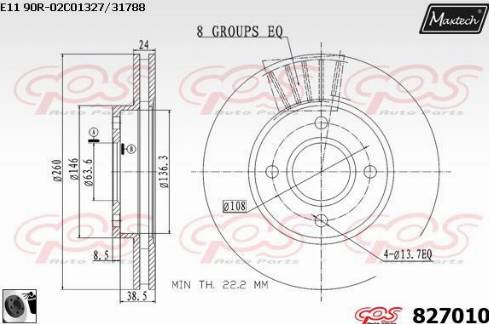 Maxtech 827010.0060 - Тормозной диск autospares.lv