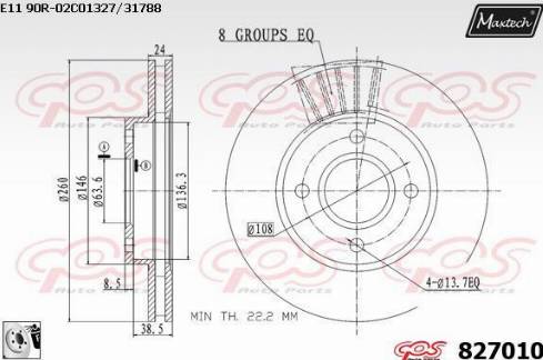 Maxtech 827010.0080 - Тормозной диск autospares.lv