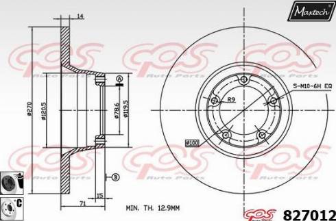 Maxtech 827012.6060 - Тормозной диск autospares.lv