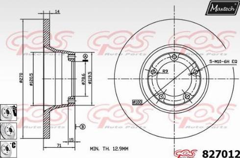 Maxtech 827012.6980 - Тормозной диск autospares.lv