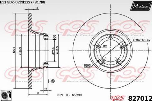 Maxtech 827012.0060 - Тормозной диск autospares.lv