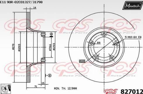 Maxtech 827012.0080 - Тормозной диск autospares.lv