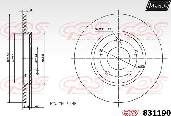 Maxtech 827034 - Тормозной диск autospares.lv