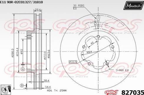 Maxtech 827035.0080 - Тормозной диск autospares.lv