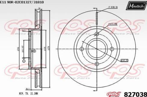 Maxtech 827038.0000 - Тормозной диск autospares.lv